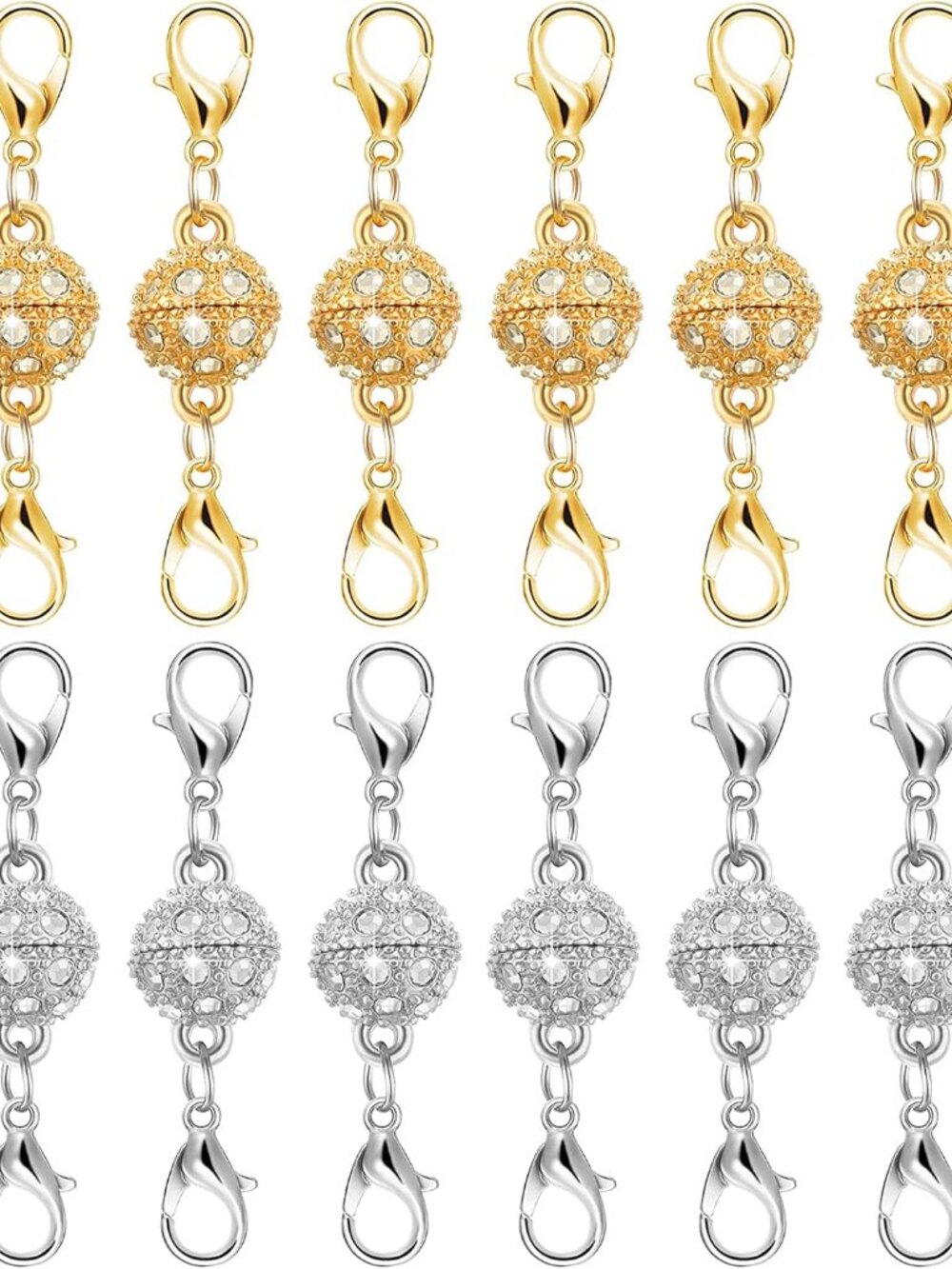 Magnetic Necklace Clasps and Closures, 12PCS Gold & Silver Magnetic Lobster Clas